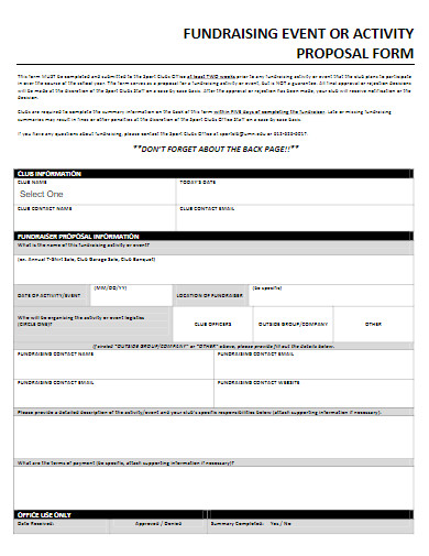 fundraising event or activity proposal form