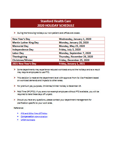Holiday Schedule - 10+ Examples, Format, How to Create, Pdf