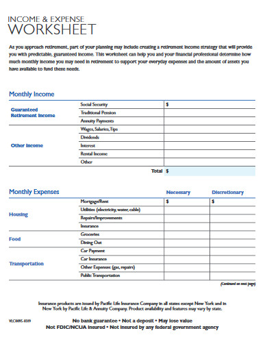 income and expense worksheet in pdf