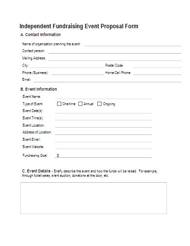 independent fundraising event proposal form