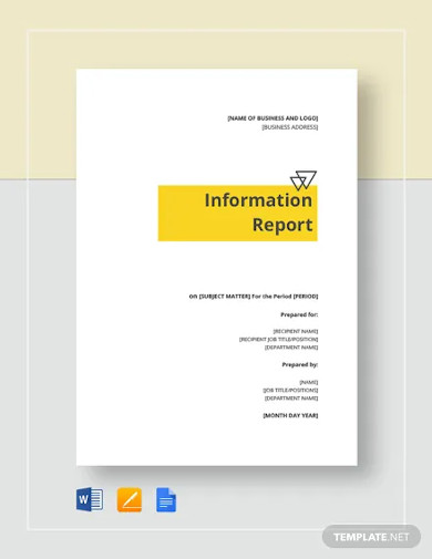Information Report Example - 10+ Examples, Format, Pdf | Examples