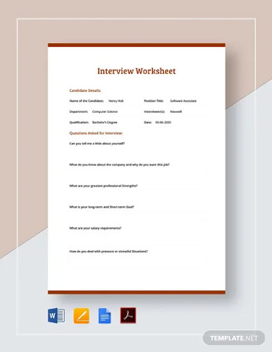 interview worksheet template