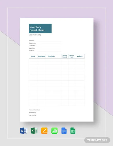 Inventory Count Sheet Template