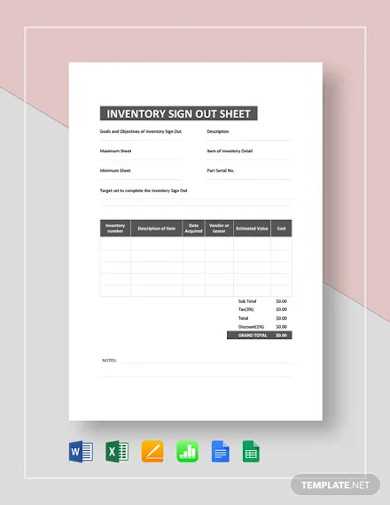 inventory sign out sheet template