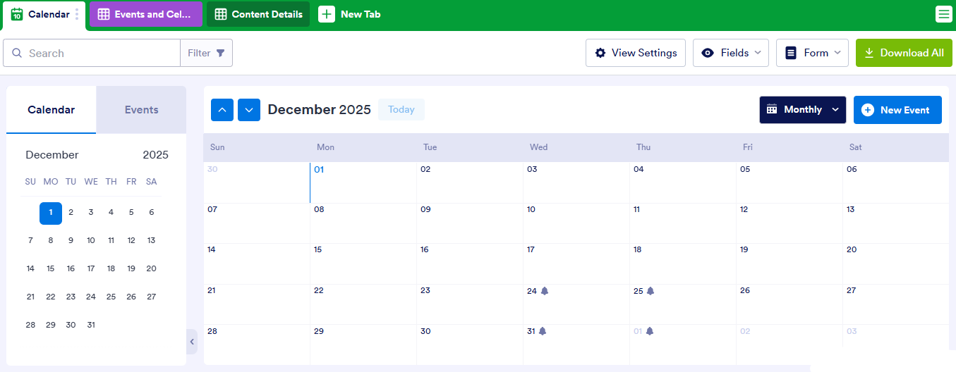 Jotforms Social Media Calendar Example