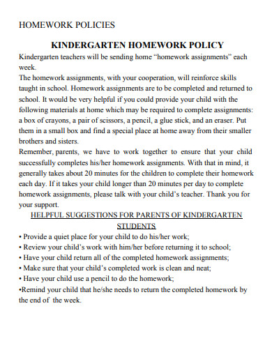 homework policy for schools