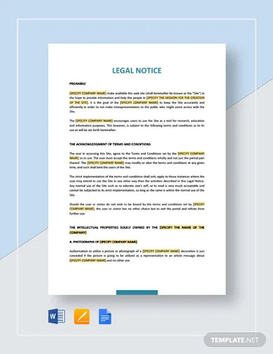 legal notice template