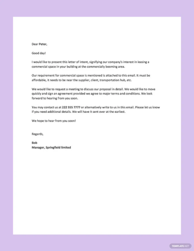 letter template of intent for business