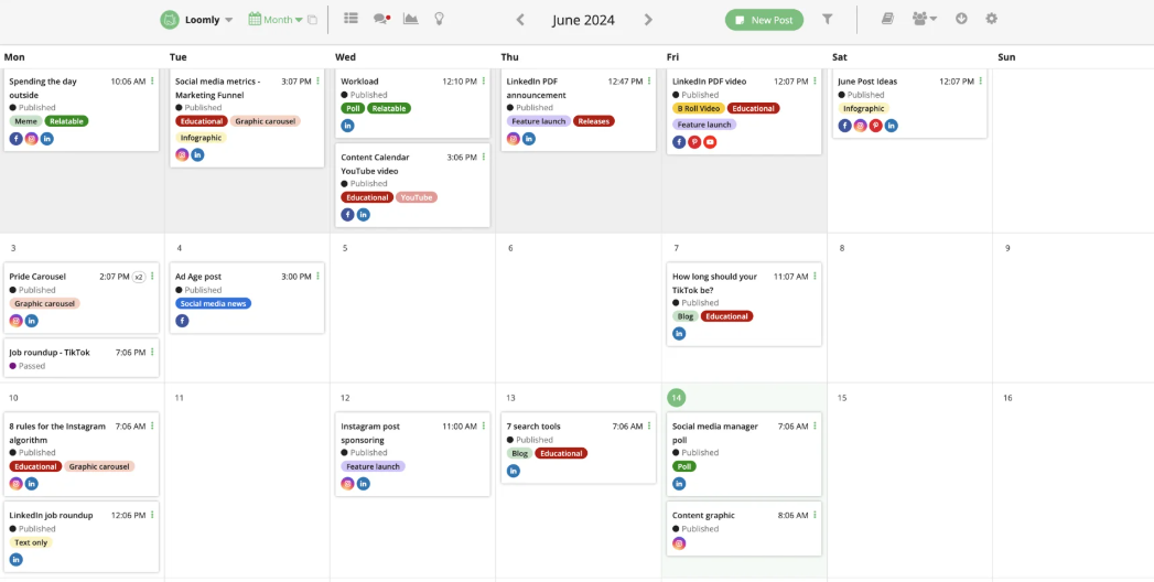 Loomlys Social Media Content Calendar