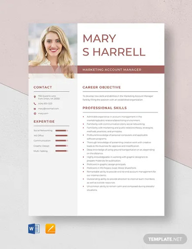 marketing account manager resume template