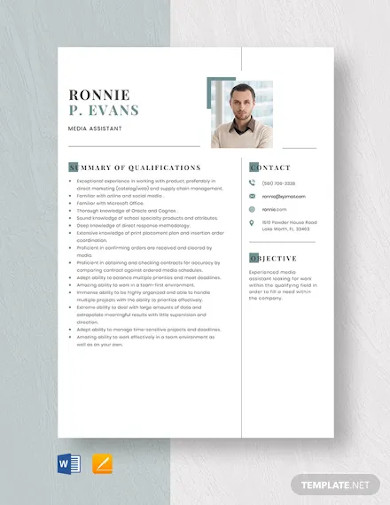 media assistant resume template