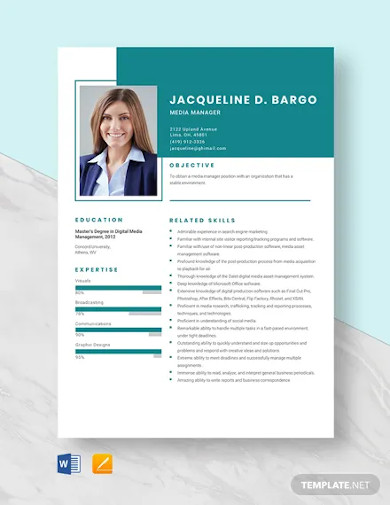 media manager resume template