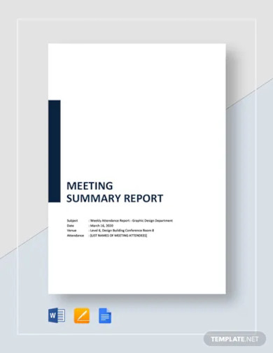 meeting summary report template