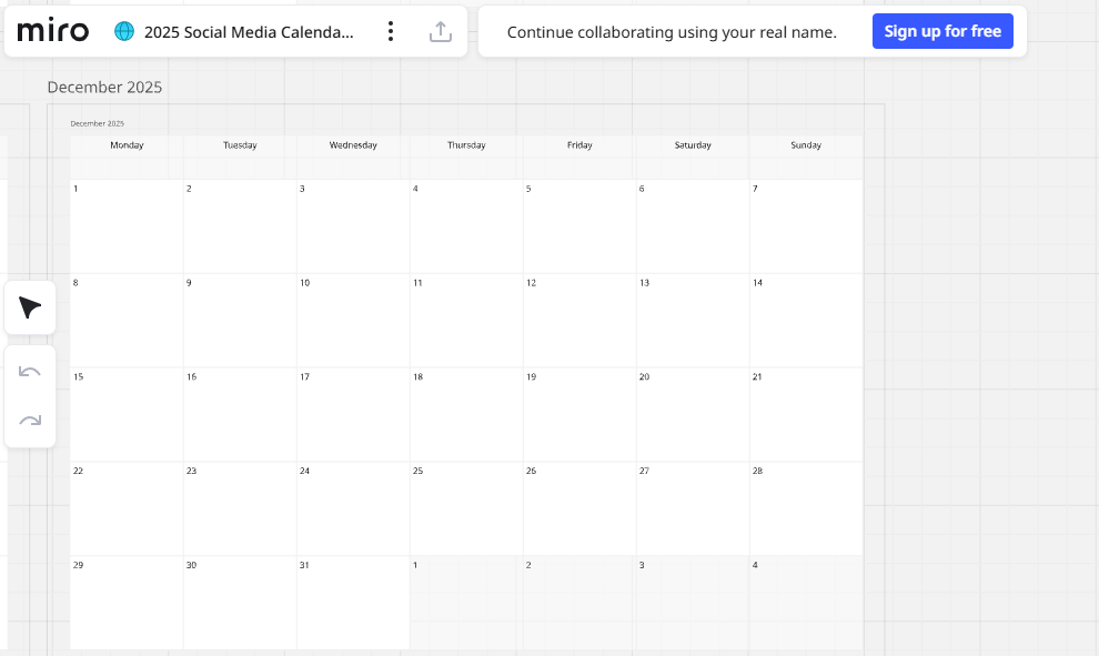 Miros Social Media Content Calendar