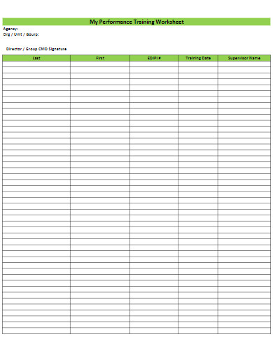 Performance Worksheet - 10+ Examples, Format, Pdf | Examples