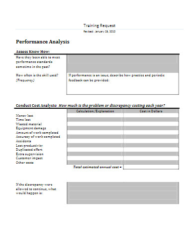 performance analysis training request