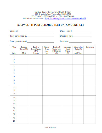 performance test data worksheet