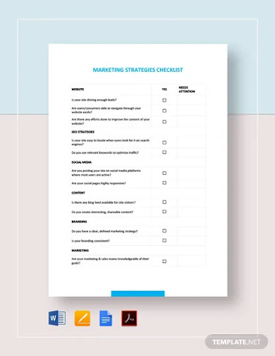 printable marketing strategies checklist template