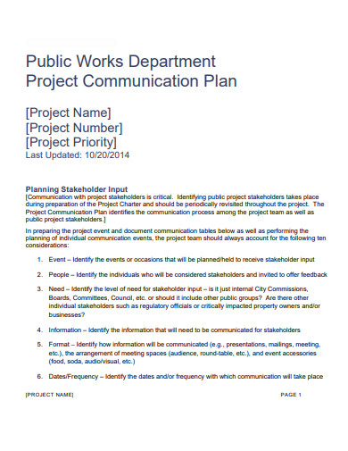 public works project communication plan
