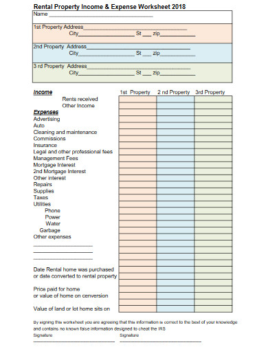 rental property income and expense worksheet