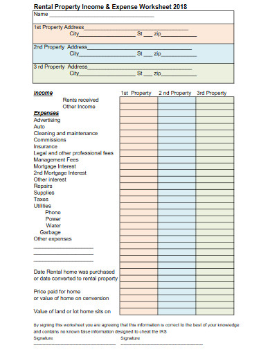 Rental Property Income and Expense Worksheet