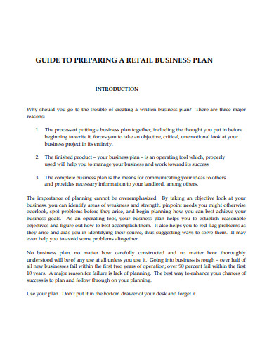 retail business plan example