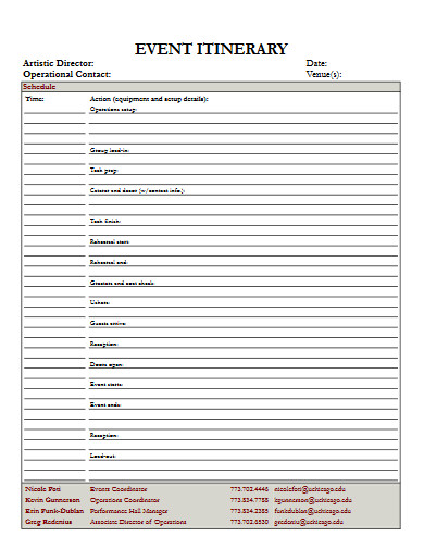 Event Itinerary - 15+ Examples, Format, Pdf | Examples