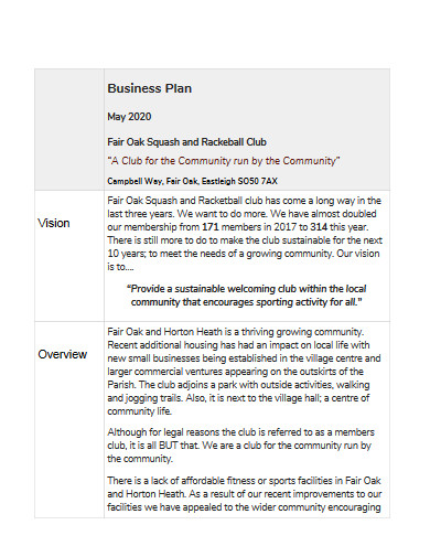 gym business plan template pdf