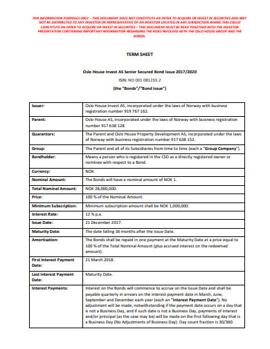 sample term sheet