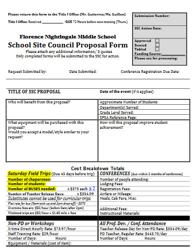 school site proposal form