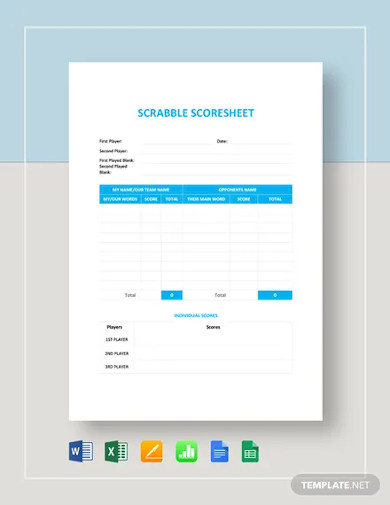 Scrabble Score Sheet Template