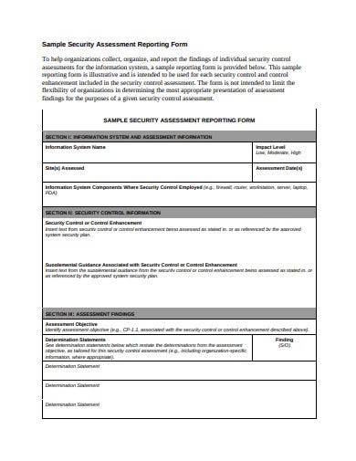 security assessment report form