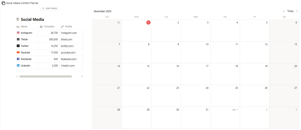 Social Media Content Planner