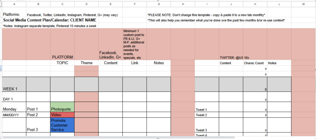 Socially Powereds Content Calendar Template