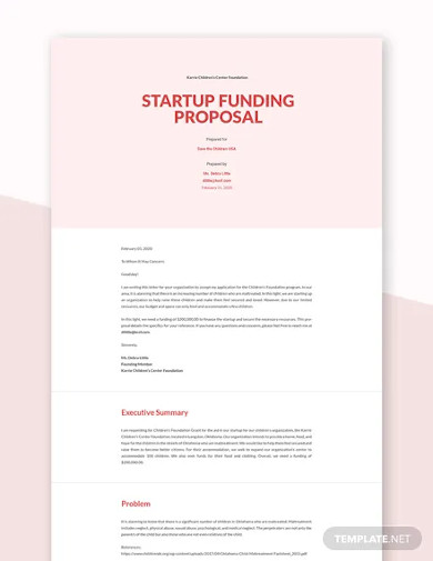 startup funding proposal template