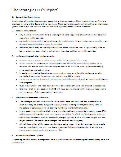 Ceo Report 10 Examples Format Pdf Examples