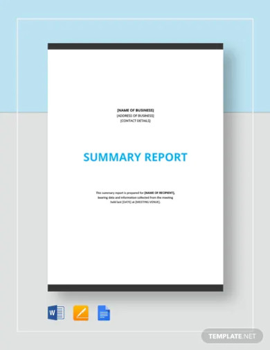 Summary Report - 18+ Examples, Format, Pdf | Examples