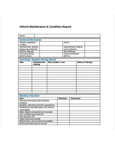 Vehicle Report - 10+ Examples, Format, Pdf | Examples