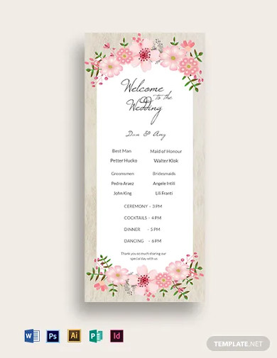 vintage floral wedding program card template