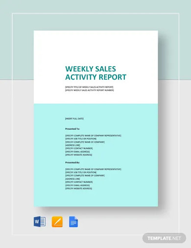 weekly sales activity report template