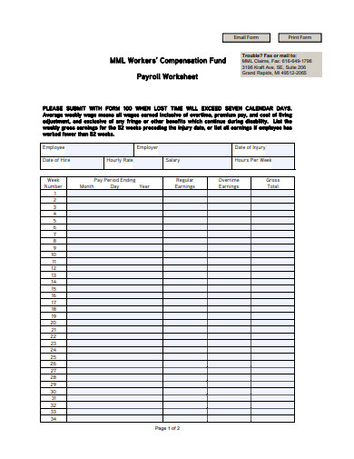 Payroll Worksheet 10 Examples Format Pdf Examples 7844