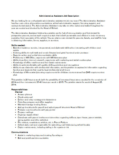 Administrative Assistant Job Description - 10+ Examples, Format, Pdf ...