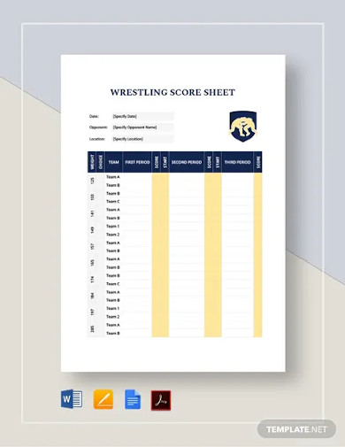 Wrestling Score Sheet Template