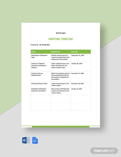 Writing Timeline Template