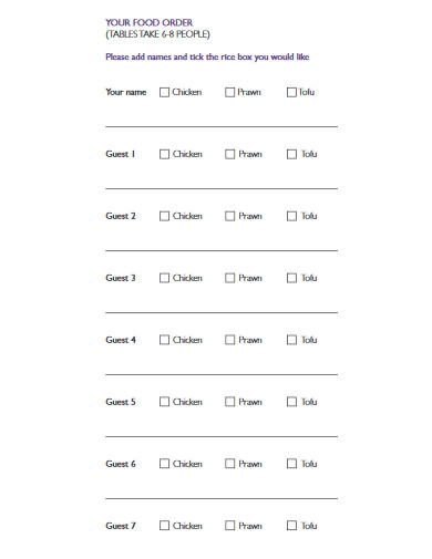 Food Order - 10+ Examples, Format, Pdf | Examples