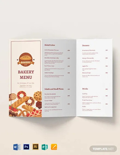 bakery brochure menu template