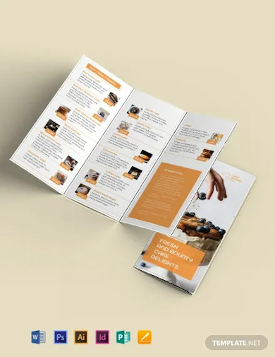 bakery cake shop tri fold brochure template