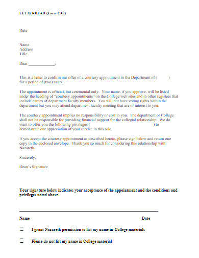 basic appointment request letter