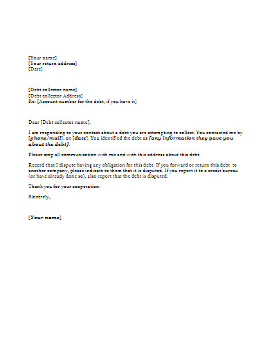 debt collection letter