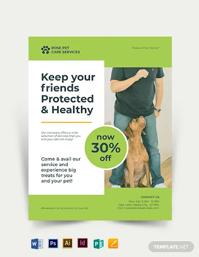 double sided pet care flyer template